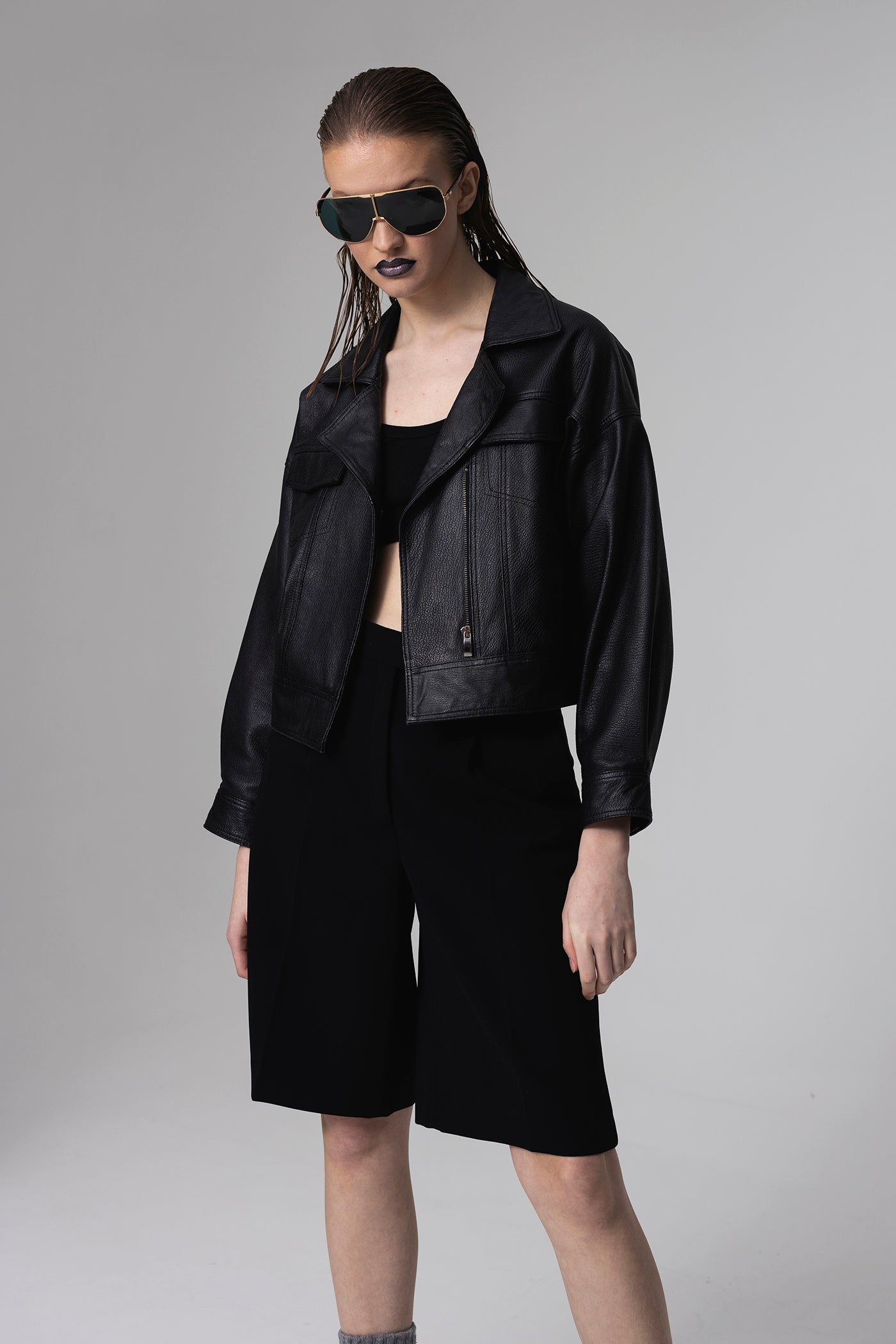 Ken | Dokulu Oversized Deri Ceket