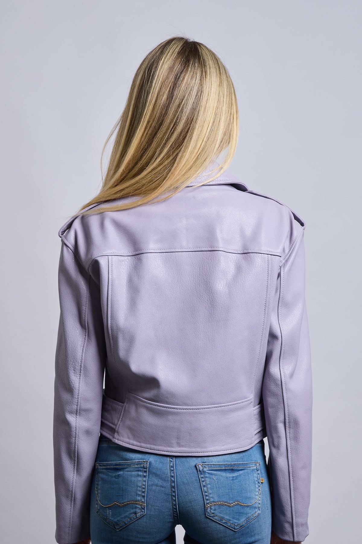 Biker | Lila Apoletli Deri Ceket
