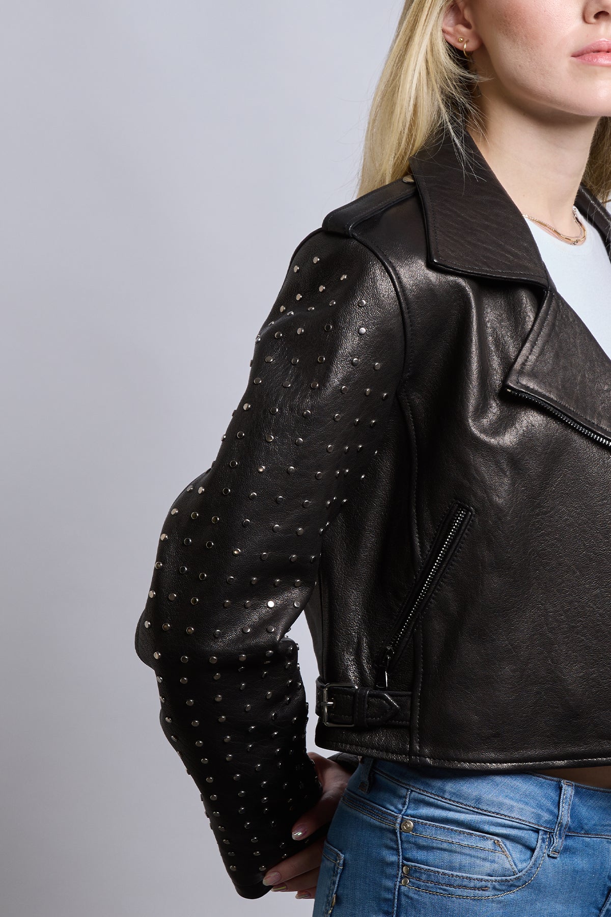 Royal Star | Siyah Biker Deri Ceket