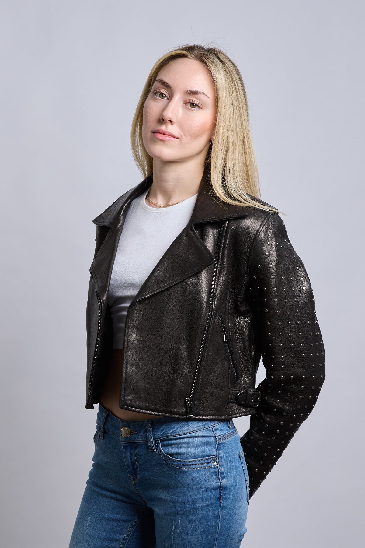 Royal Star | Siyah Biker Deri Ceket