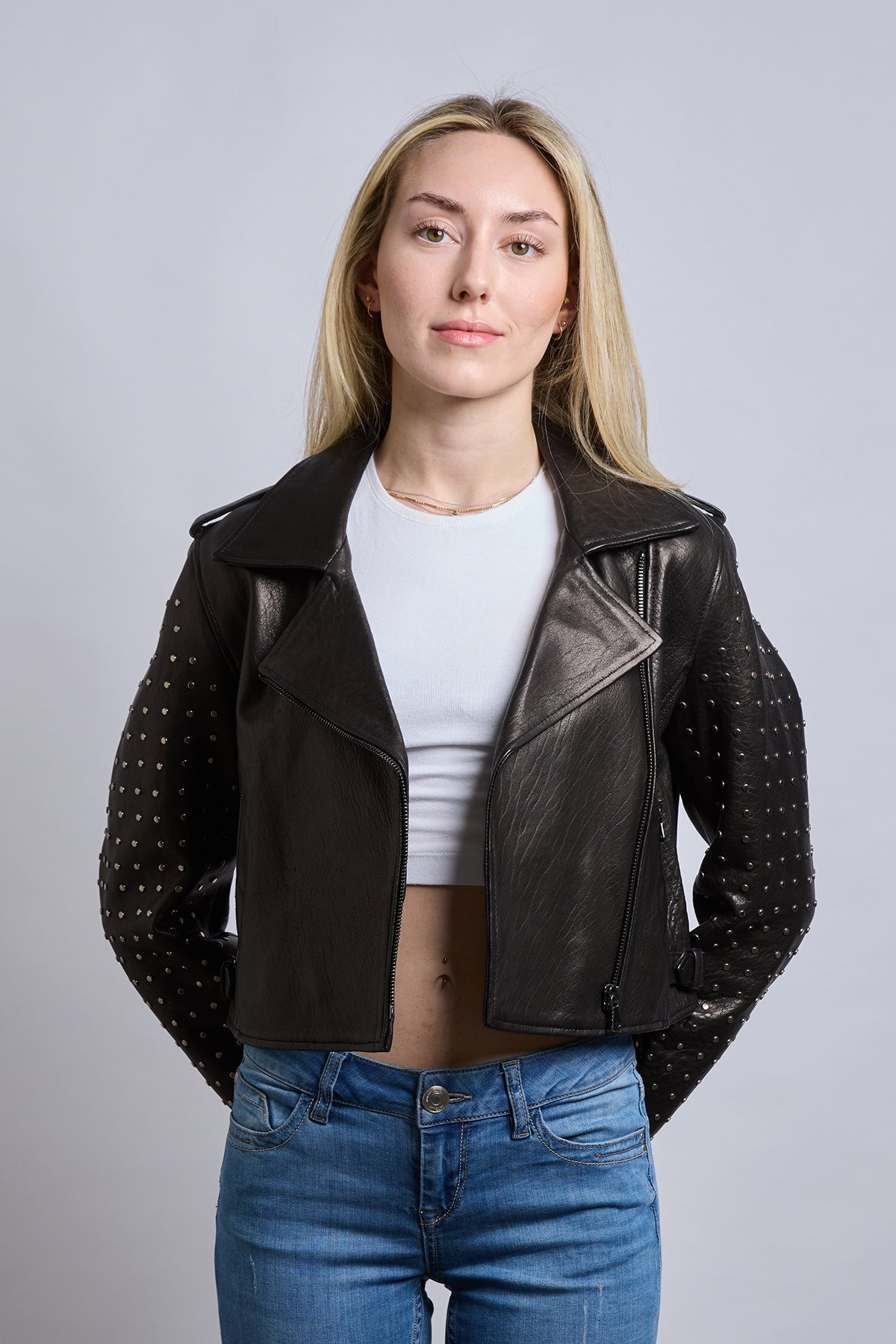 Royal Star | Siyah Biker Deri Ceket