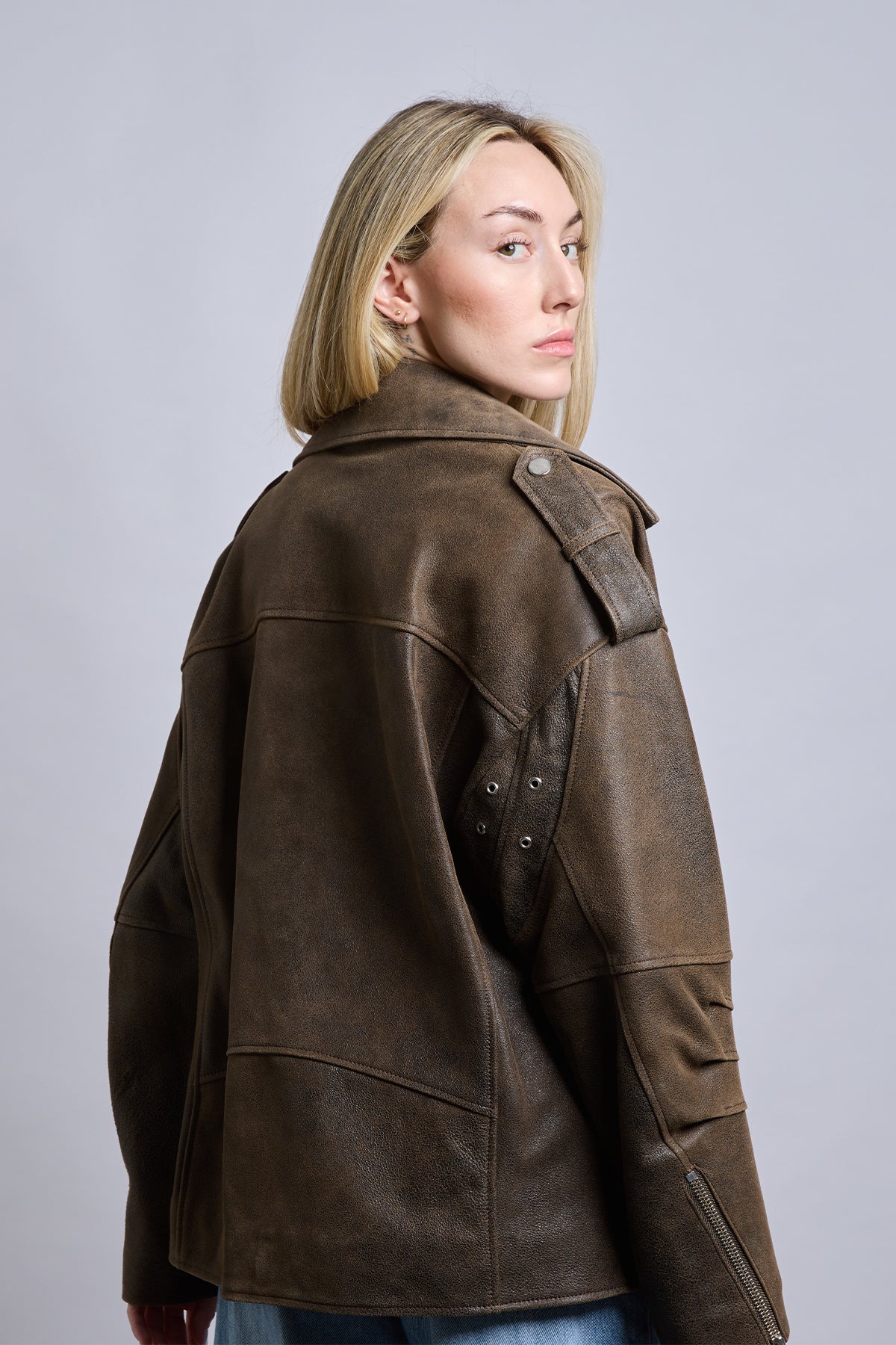 Kenny | Oversized Motorcu Deri Ceket