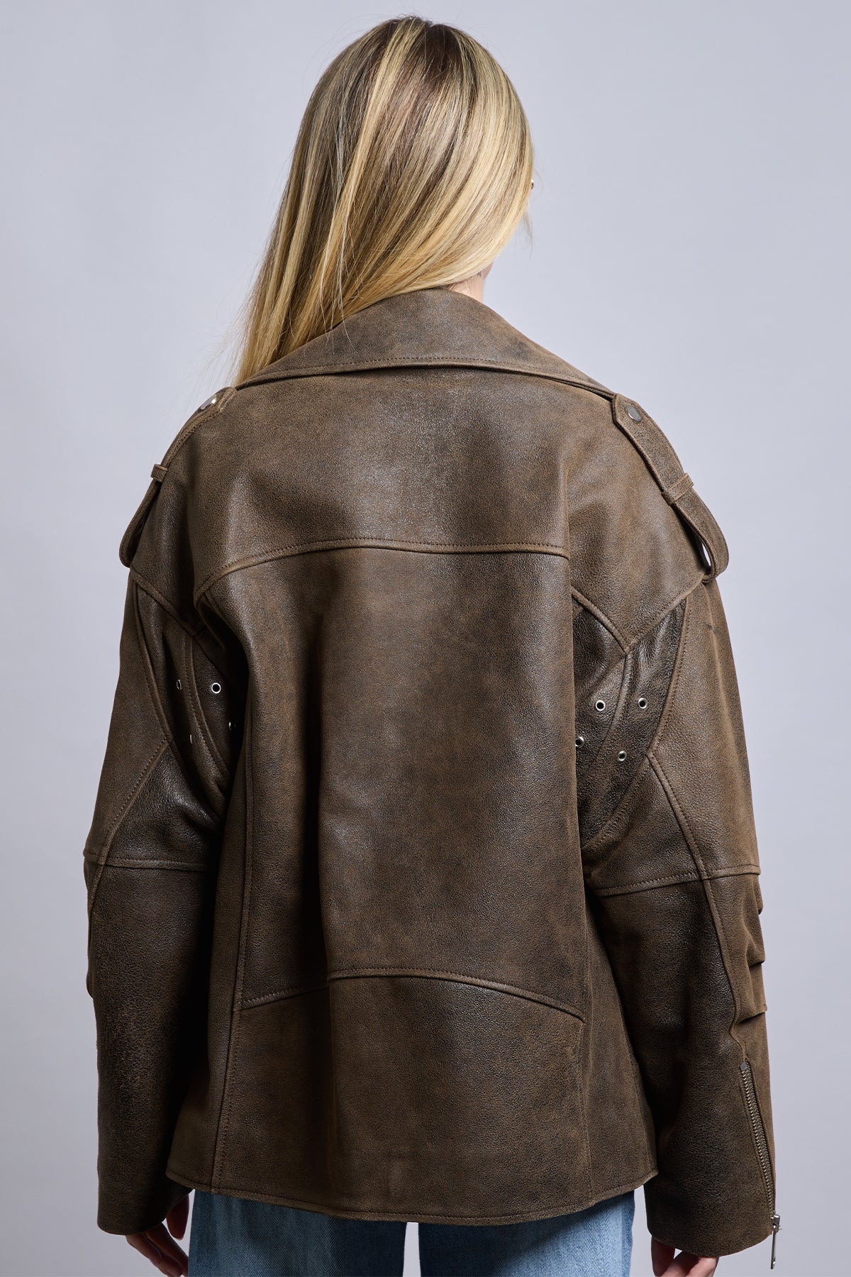 Kenny | Oversized Motorcu Deri Ceket